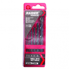 Свредла за метал  Raider 6бр. Ø2, 3, 4, 5, 6, 8mm HSS-R к-т